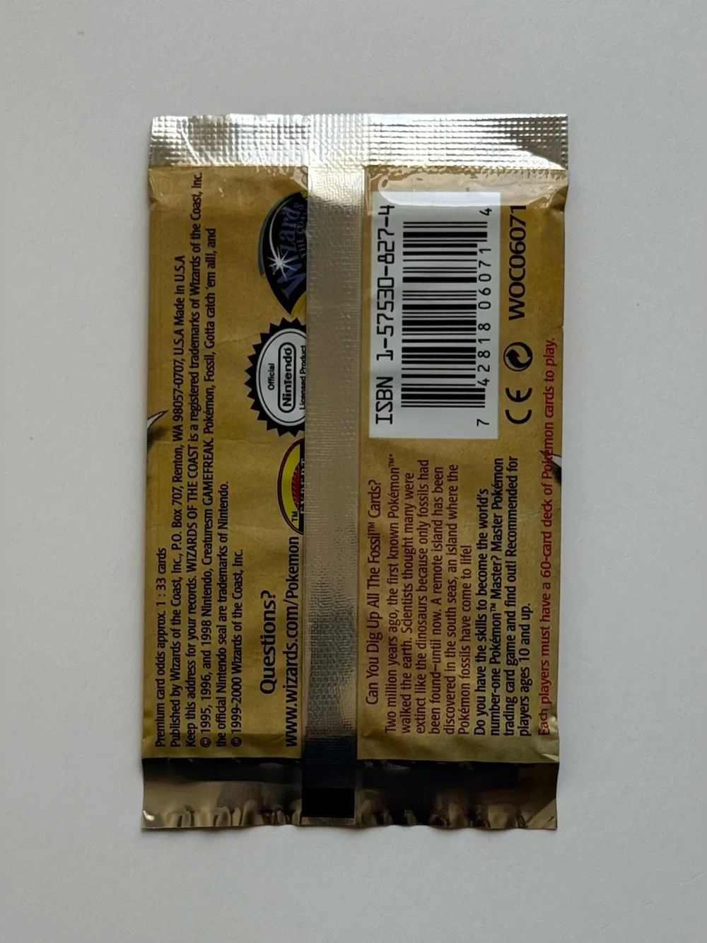 1999 Pokémon Fossil 1st Edition Sealed Booster Pack Zapdos Artwork WOTC Fan Art